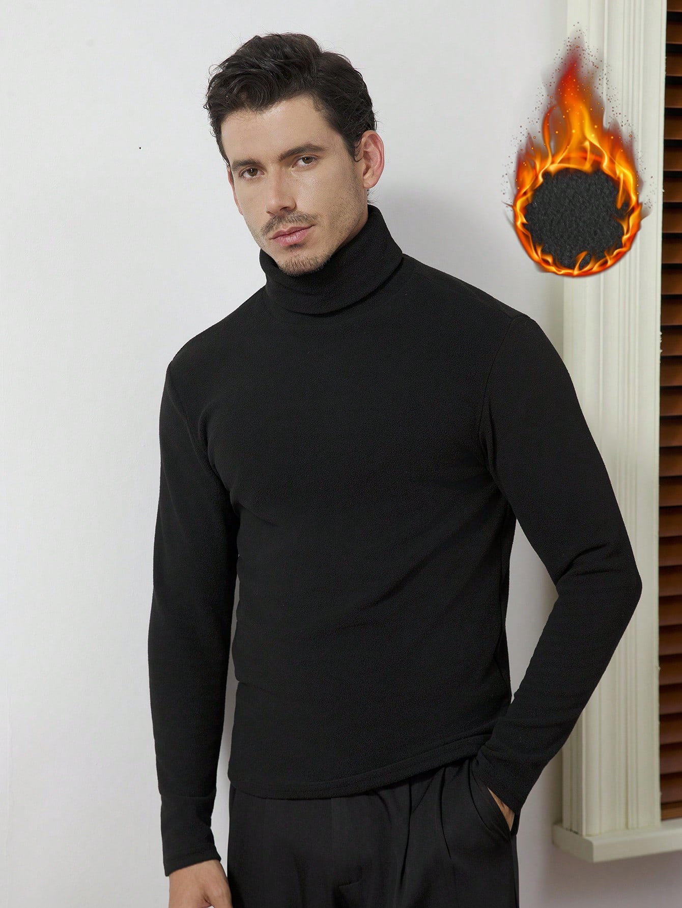 Men's Black High-Neck Long Sle - Base Layer Top avaliação e preço