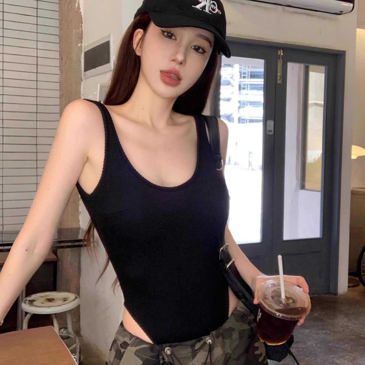 Black Strappy Bodysuit Sexy Ba - Suspender Tank Top avaliação e preço