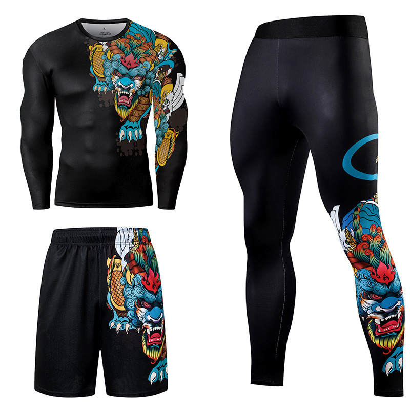 2/3PCS Men Jiu jitsu Tracksuit - Compression Long Pant avaliação e preço