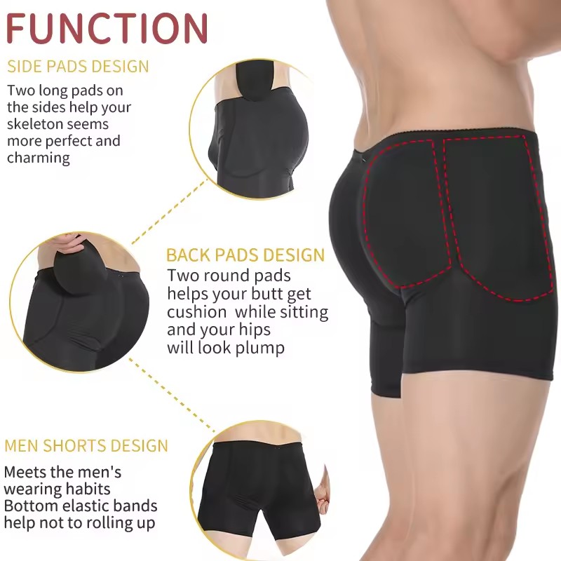 Men Padded Hip Enhancer Booty  - Boxer Brief Pack Cotton avaliação e preço