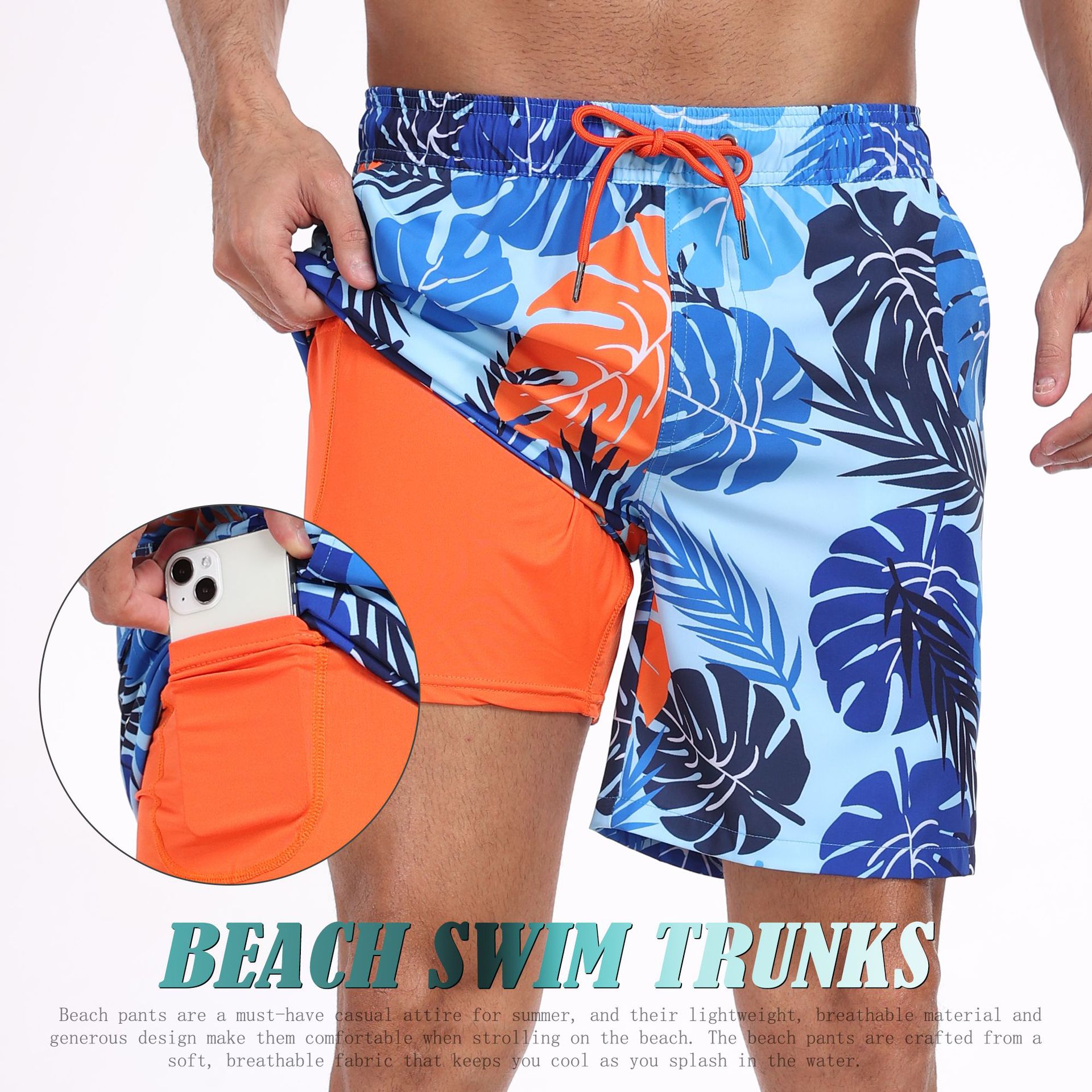 Mens Shark Pattern 2 in 1 Boar - Long Leg Trunk Men avaliação e preço