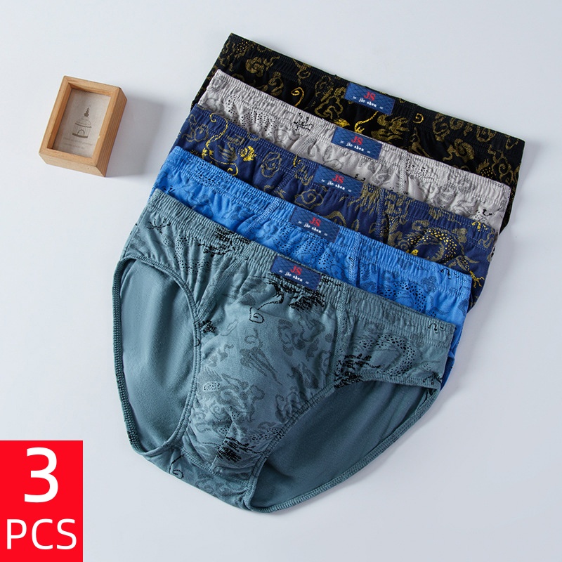 3 Pcs/Lot Men's Plus Size Pure - Multi Pack Underwear avaliação e preço