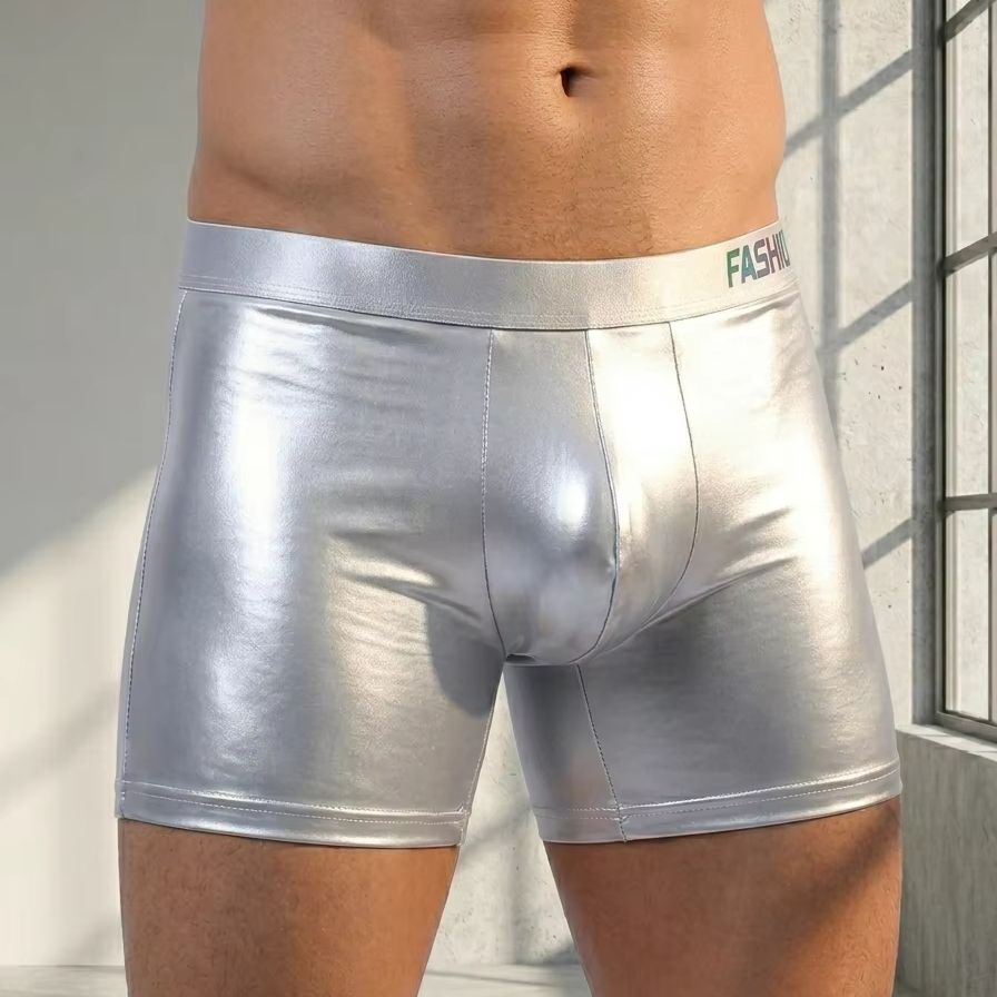 Men's Shiny Glossy Ice Silk Lo - Long Leg Trunk Men avaliação e preço