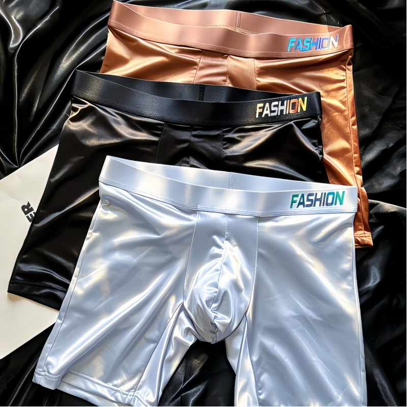 Men's Shiny Glossy Ice Silk Lo - Long Leg Trunk Men avaliação e preço