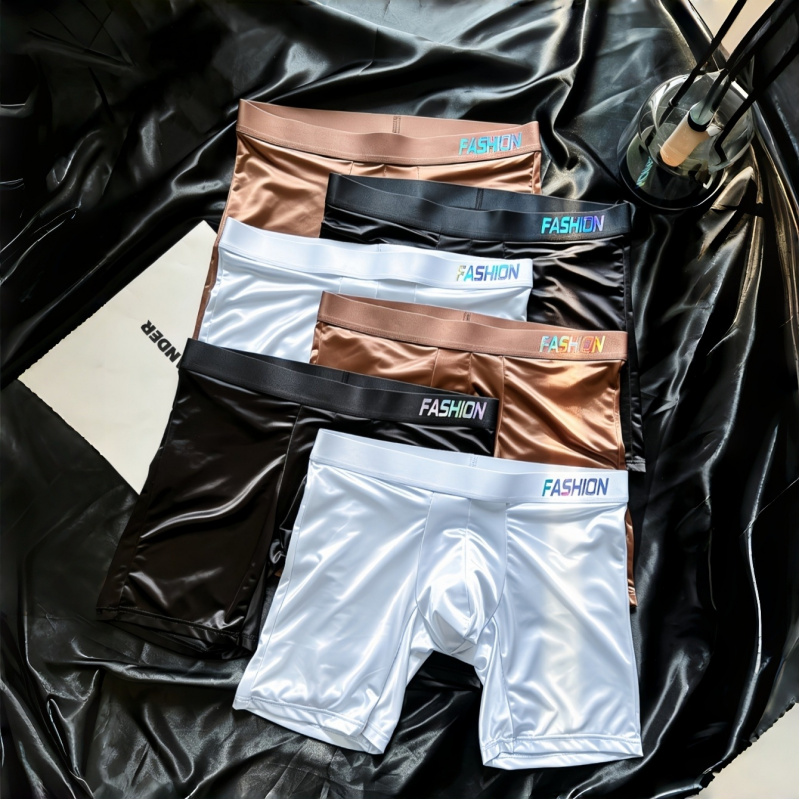 Men's Shiny Glossy Ice Silk Lo - Long Leg Trunk Men avaliação e preço