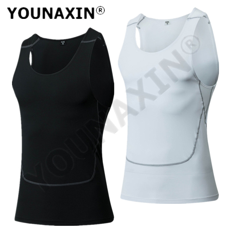 Men Black Sport Skinny Vest Ti - T Shirt Tight Fit avaliação e preço
