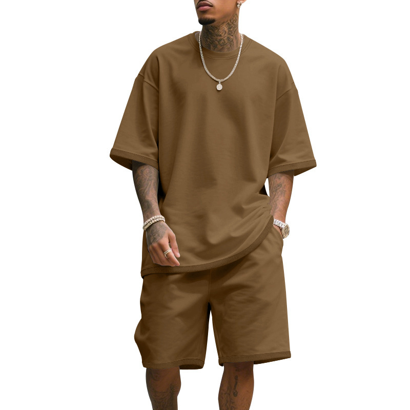 Men's Casual Two Piece Set Sum - T Shirt Tight Fit avaliação e preço