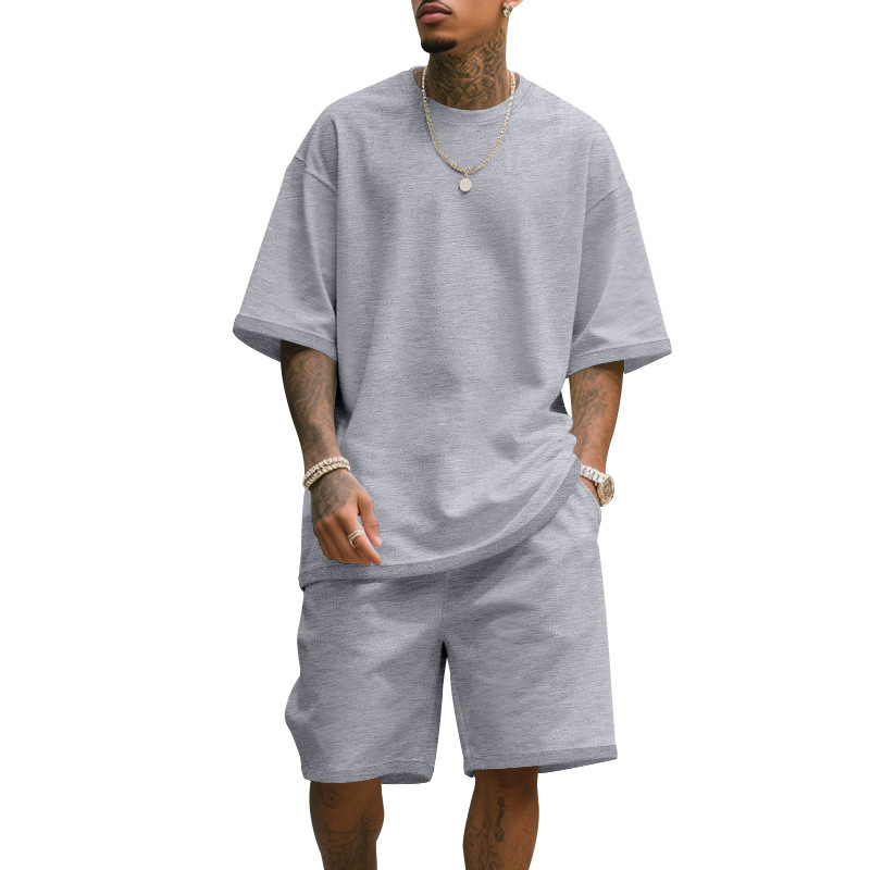 Men's Casual Two Piece Set Sum - T Shirt Tight Fit avaliação e preço