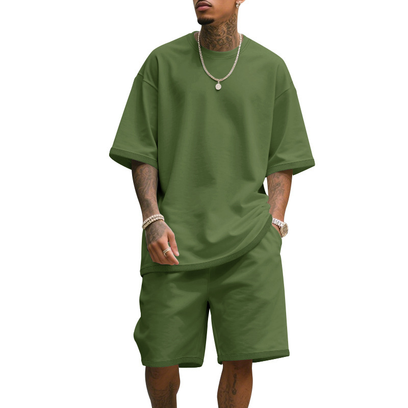 Men's Casual Two Piece Set Sum - T Shirt Tight Fit avaliação e preço