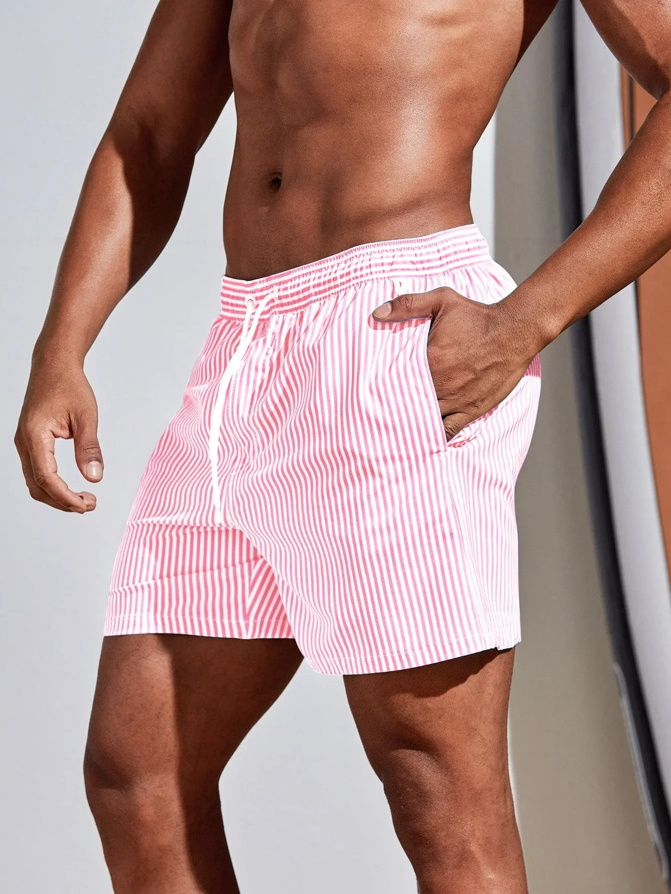 Men Vertical Striped Drawstrin - Bamboo Fiber Trunk avaliação e preço