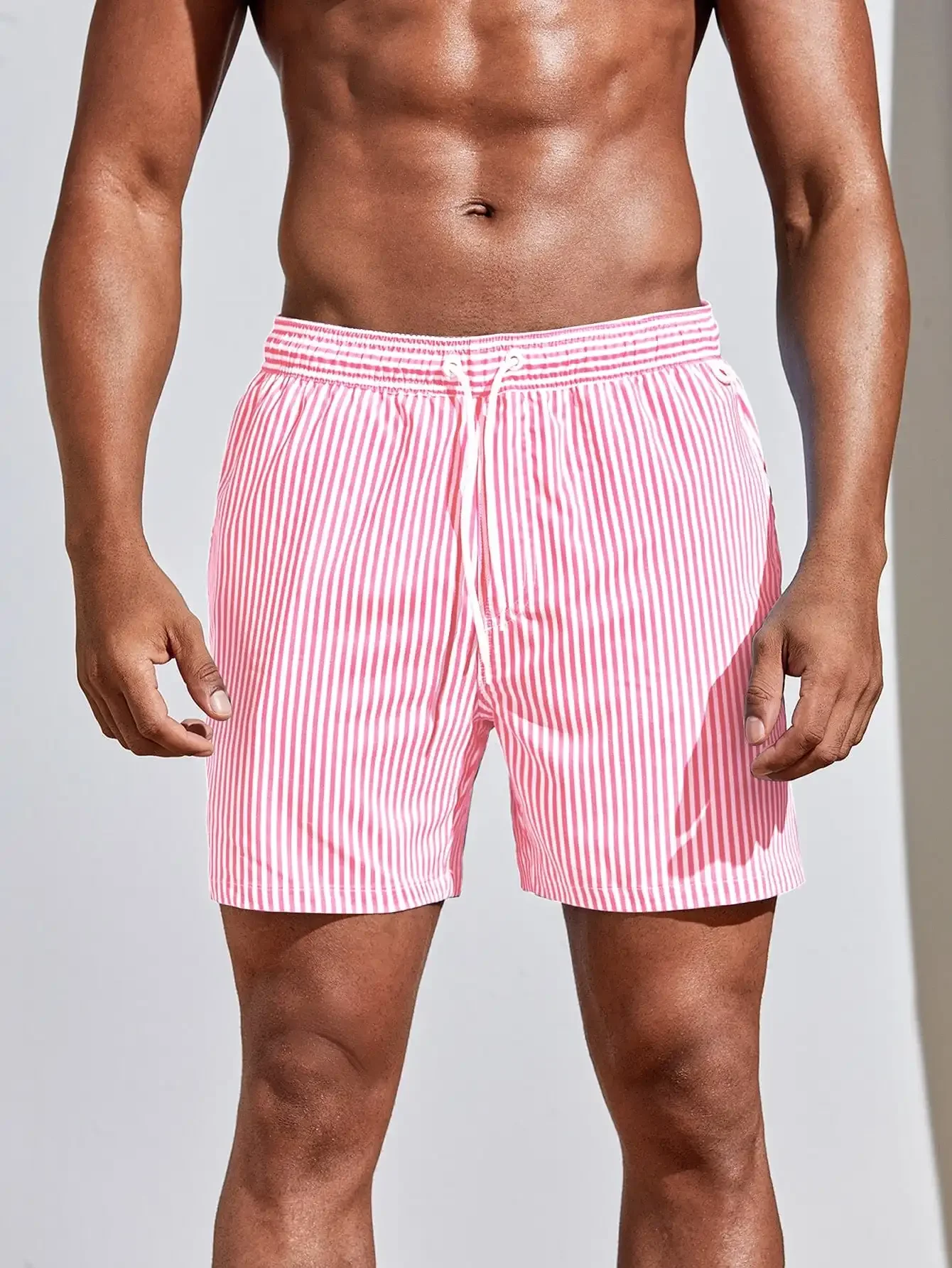 Men Vertical Striped Drawstrin - Bamboo Fiber Trunk avaliação e preço