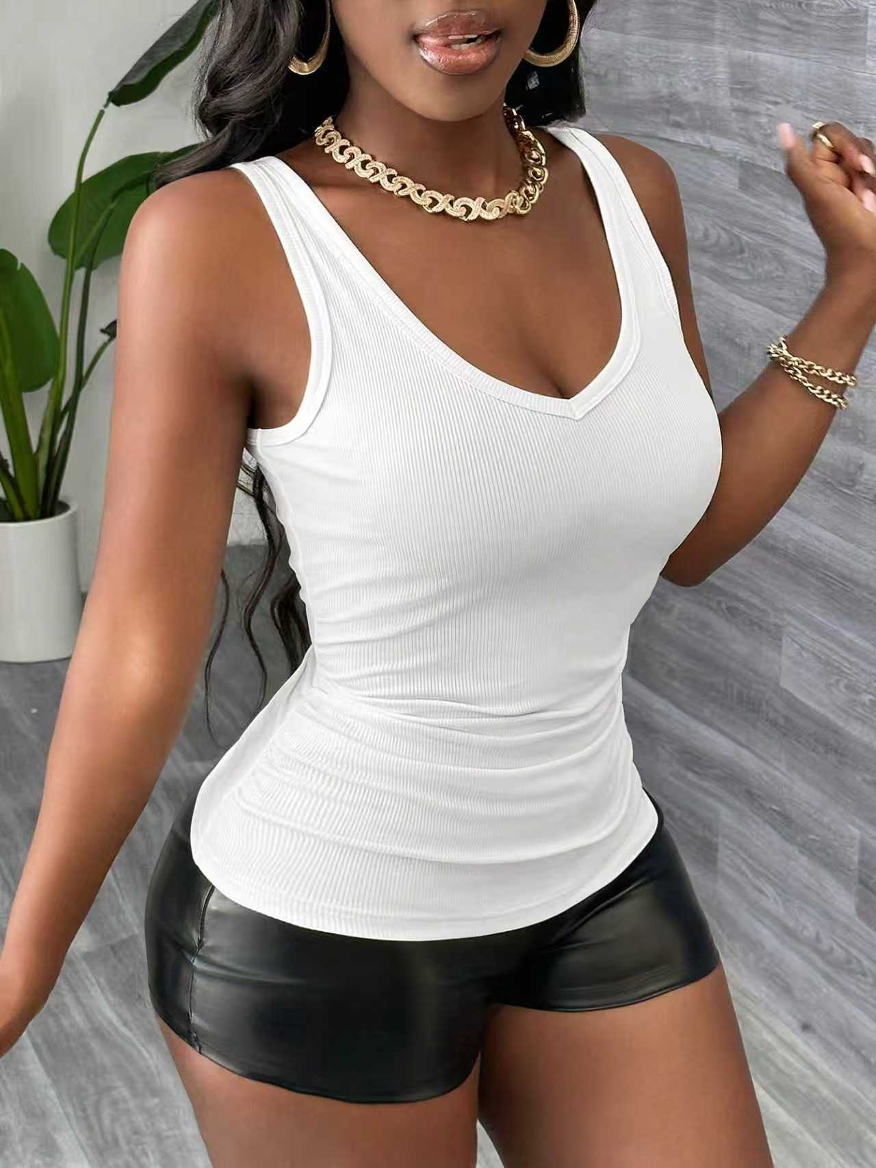 Plus Size 3 Piece V Neck Ribbe - Tank Top Ribbed avaliação e preço