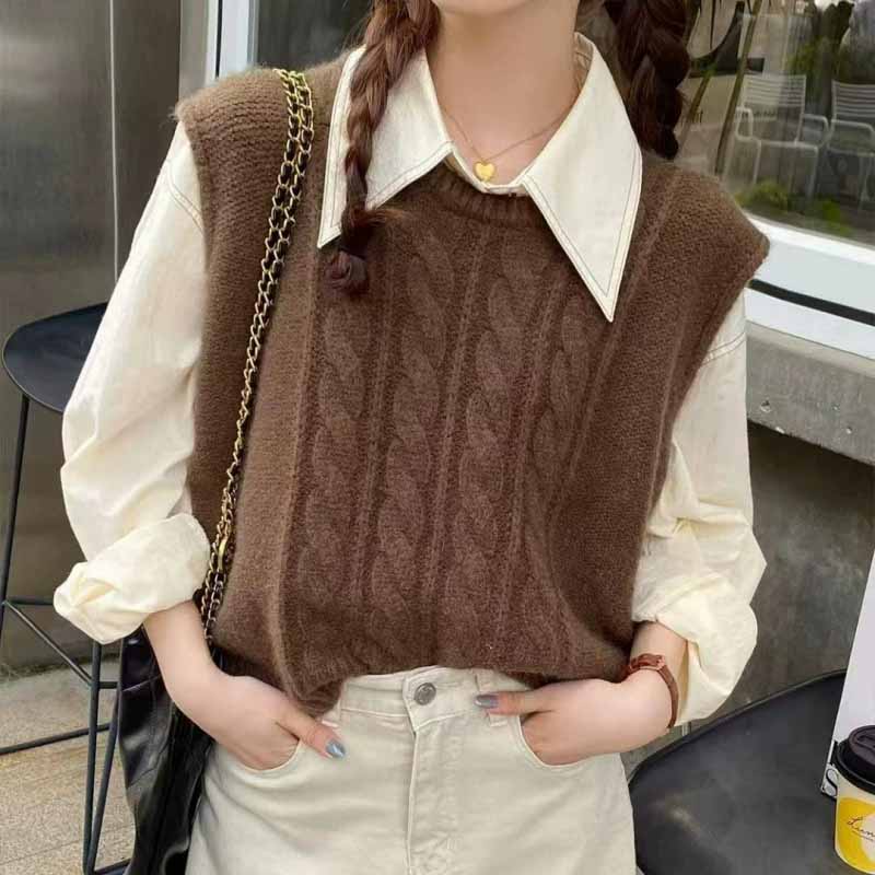 2025 New O-Neck Knitted Vest W - Sleeveless Undershirt avaliação e preço