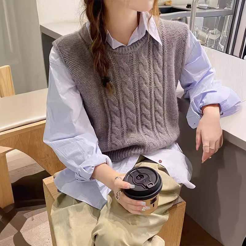 2025 New O-Neck Knitted Vest W - Sleeveless Undershirt avaliação e preço