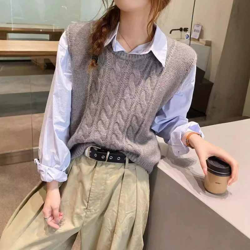 2025 New O-Neck Knitted Vest W - Sleeveless Undershirt avaliação e preço