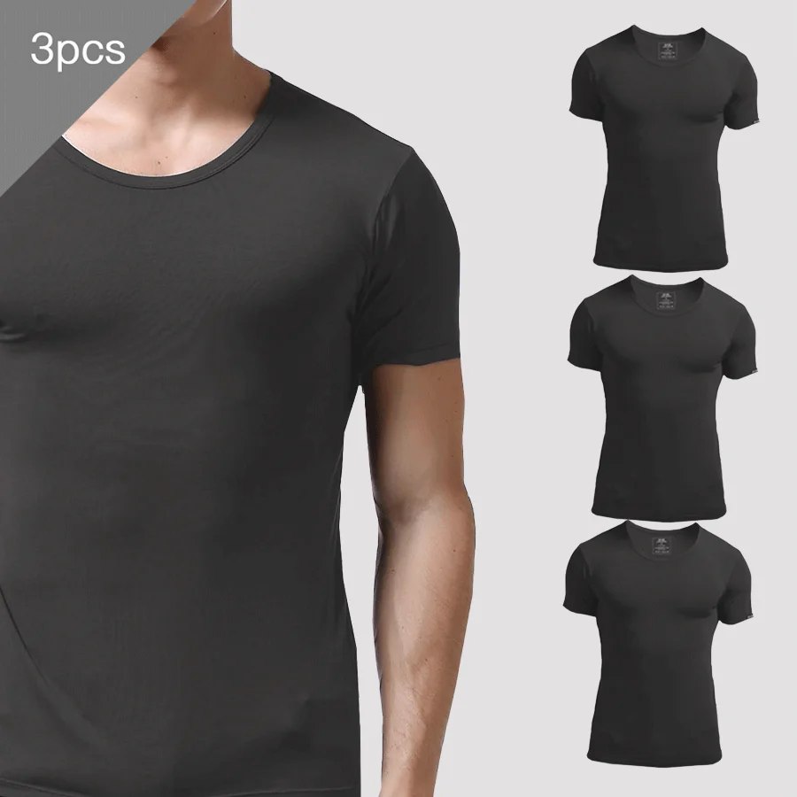 3PCS Men's Summer Short Sleeve - Undershirt Crew Neck avaliação e preço