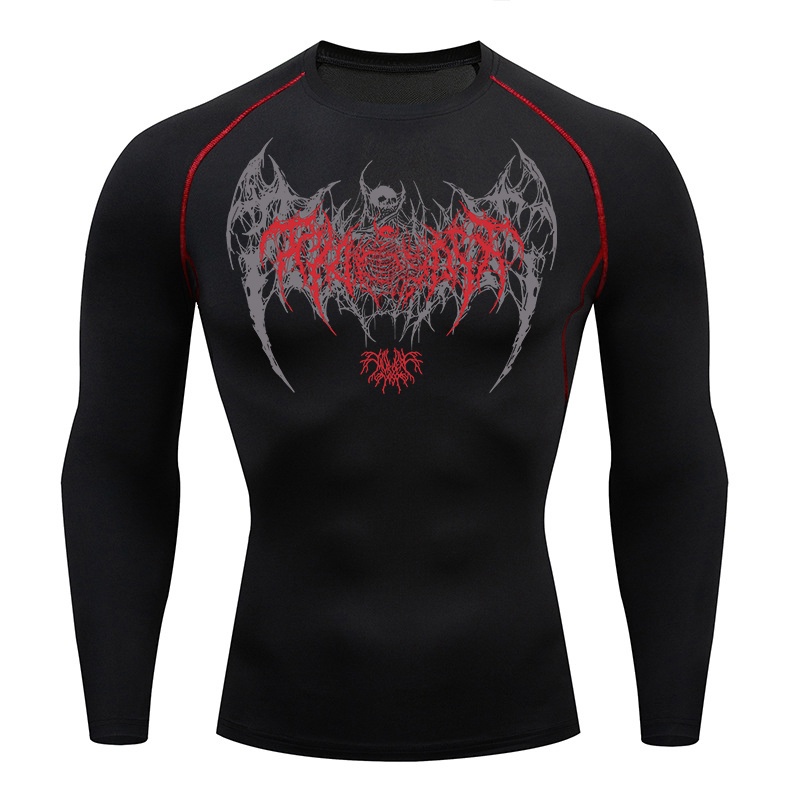 Skull Wings Print Long Sleeve  - Base Layer Top avaliação e preço