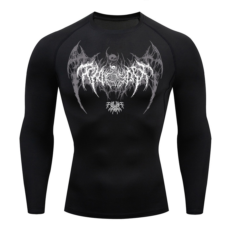 Skull Wings Print Long Sleeve  - Base Layer Top avaliação e preço