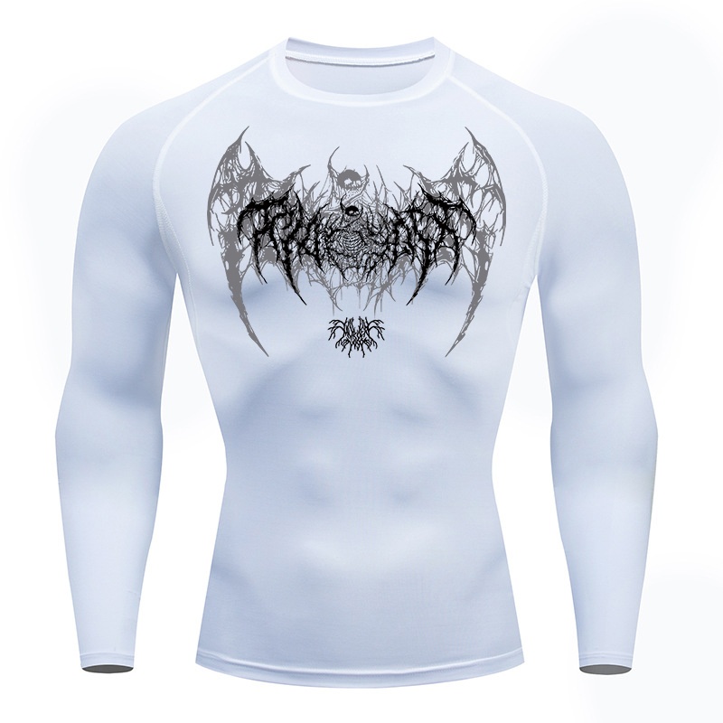Skull Wings Print Long Sleeve  - Base Layer Top avaliação e preço