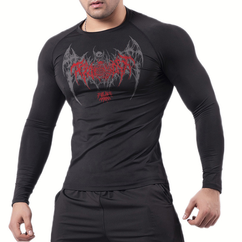 Skull Wings Print Long Sleeve  - Base Layer Top avaliação e preço