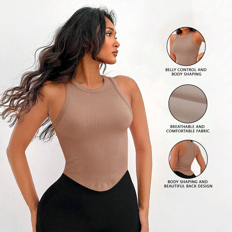 Womens Ribbed Racerback Curved - Tank Top Ribbed avaliação e preço
