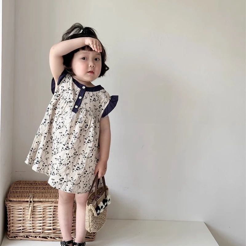 Girls summer floral dress 2024 - Undershirt Crew Neck avaliação e preço