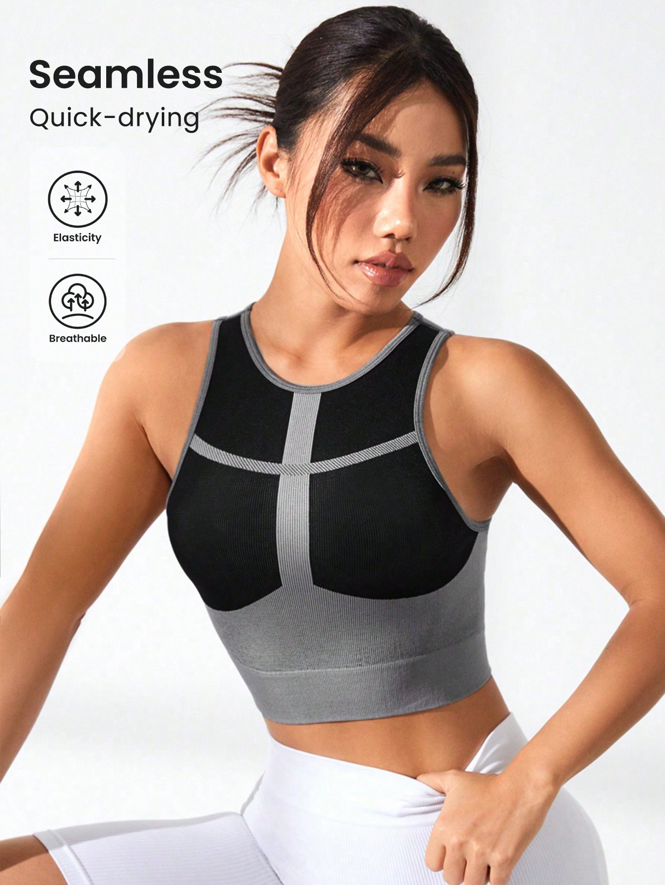 Women Color Block Cross Line R - Tank Top Ribbed avaliação e preço