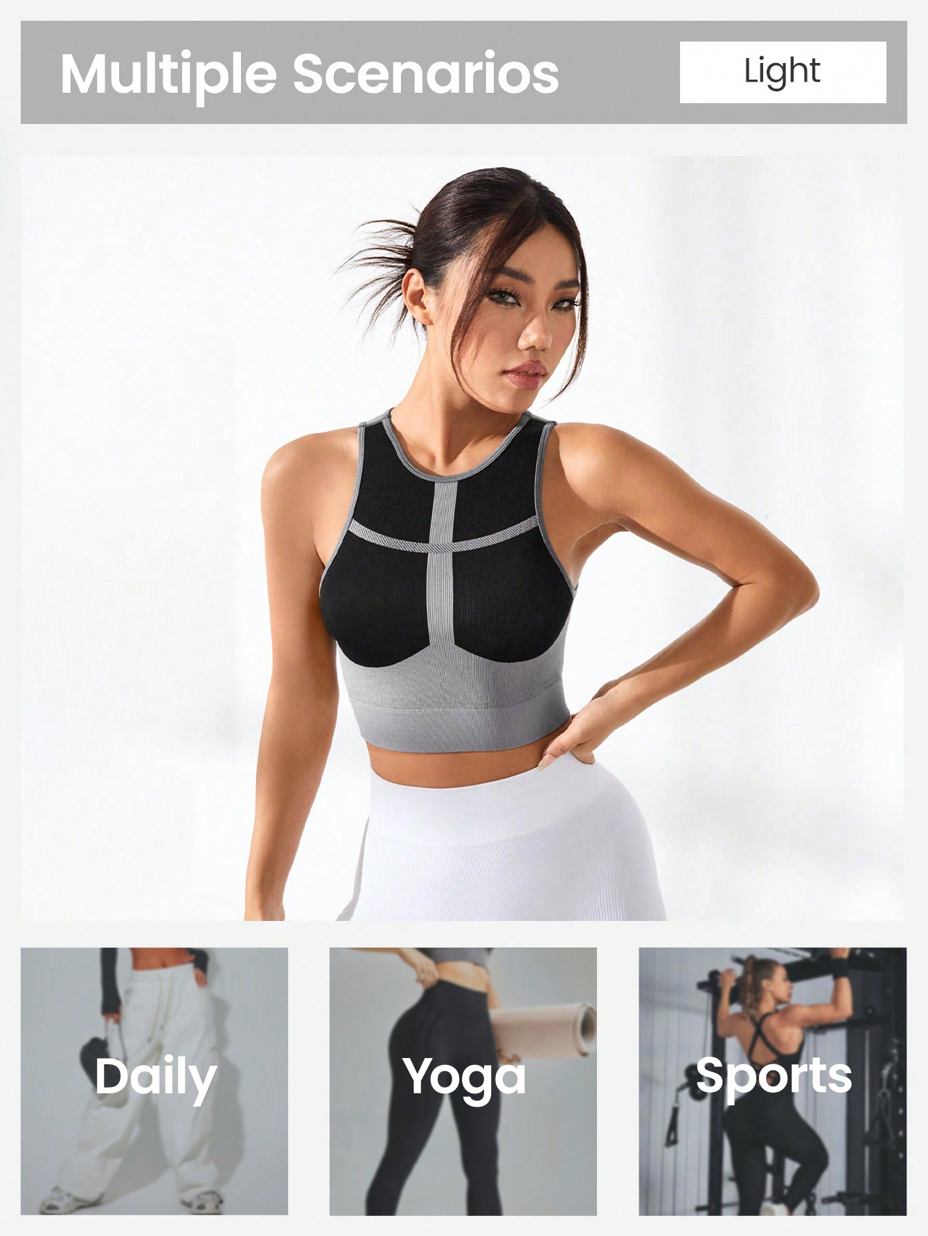 Women Color Block Cross Line R - Tank Top Ribbed avaliação e preço