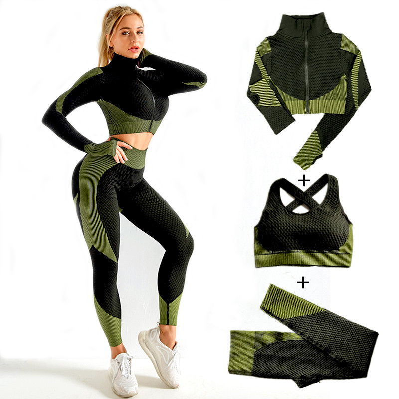 Women Seamless Yoga Sets 2Pcs/ - Compression Long Pant avaliação e preço