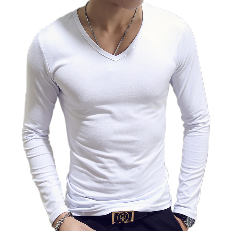V Neck Mens T Shirts Plain Lon - Undershirt Crew Neck avaliação e preço
