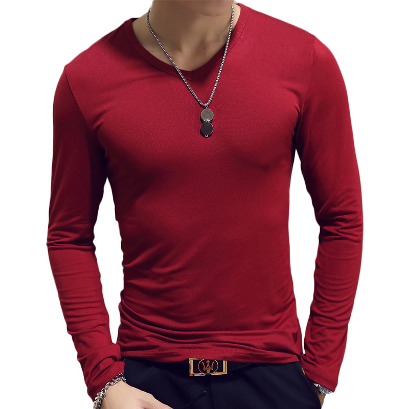 V Neck Mens T Shirts Plain Lon - Undershirt Crew Neck avaliação e preço