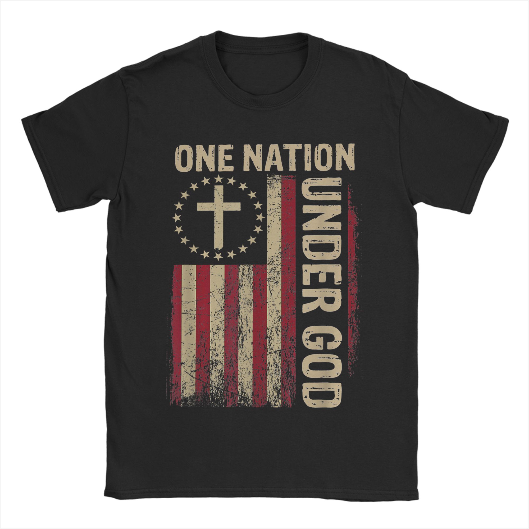 One Nation Under God Flag 4th  - Undershirt Crew Neck avaliação e preço