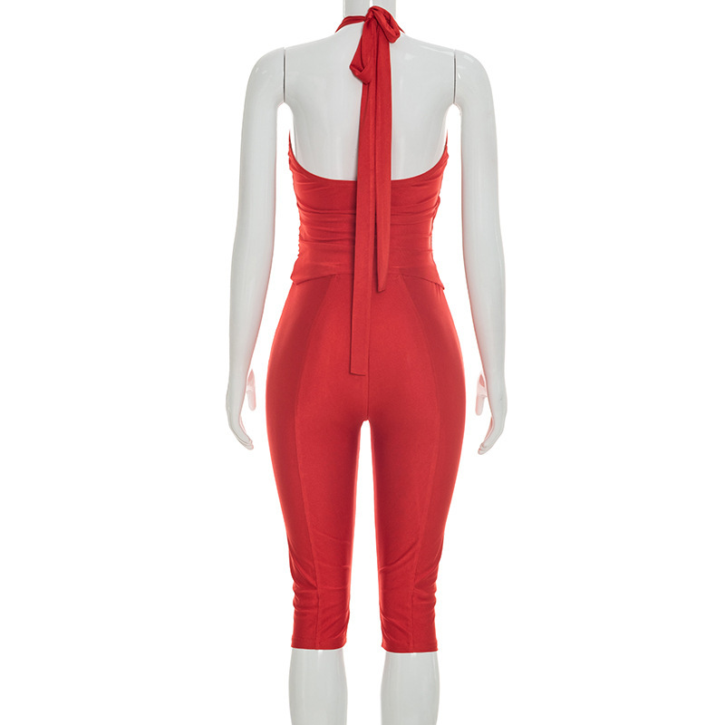 Women Slim 2 Piece Set Solid W - Suspender Tank Top avaliação e preço