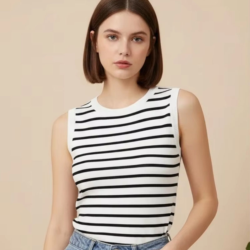 One Size Short Striped Ice Sil - Sleeveless Undershirt avaliação e preço