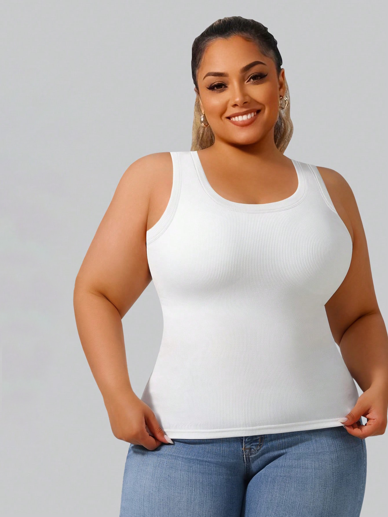 Plus Size Women's Solid Ribbed - Tank Top Ribbed avaliação e preço
