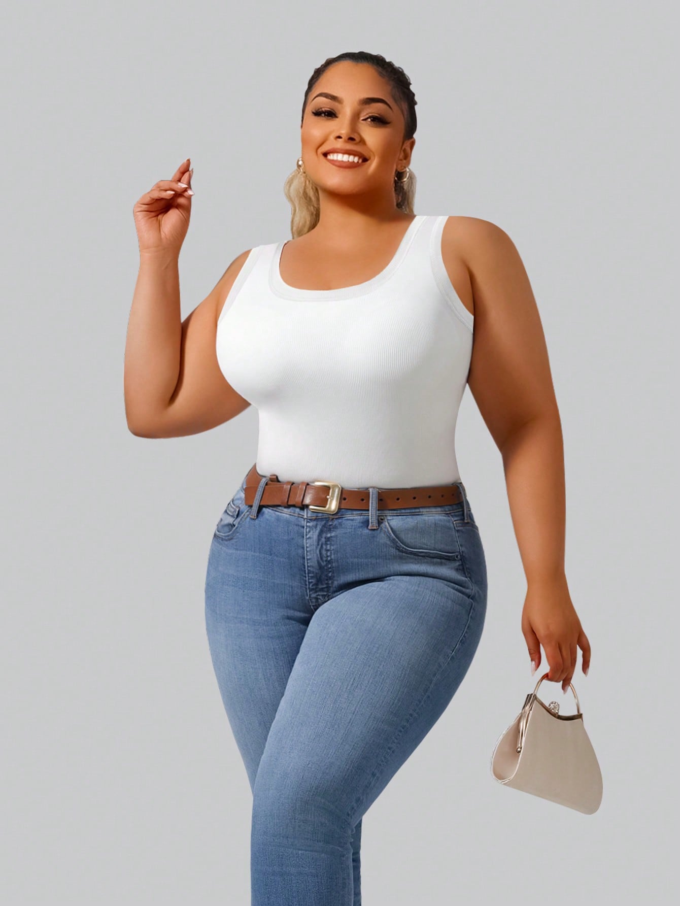 Plus Size Women's Solid Ribbed - Tank Top Ribbed avaliação e preço