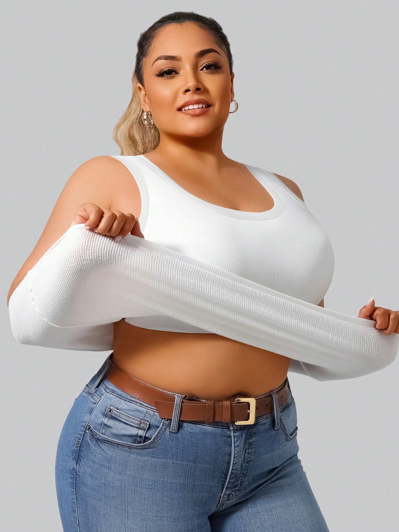 Plus Size Women's Solid Ribbed - Tank Top Ribbed avaliação e preço