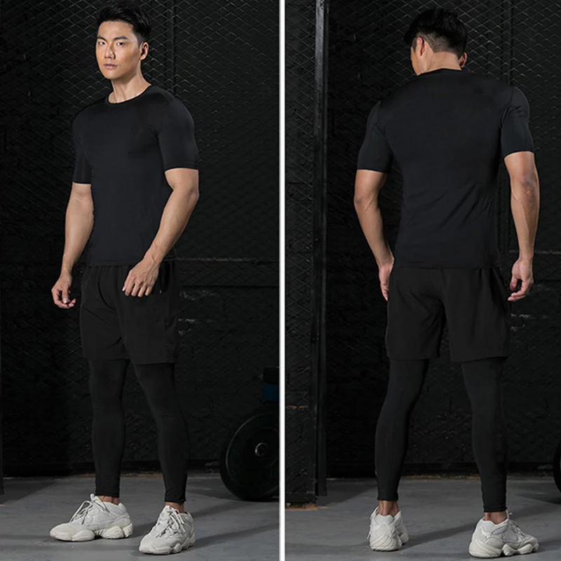3 Pieces Fitness Suits Athleti - Compression Shorts Athletes avaliação e preço