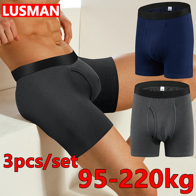 3pcs Men's Cotton Underwear Bo - Boxer Brief Pack Cotton avaliação e preço