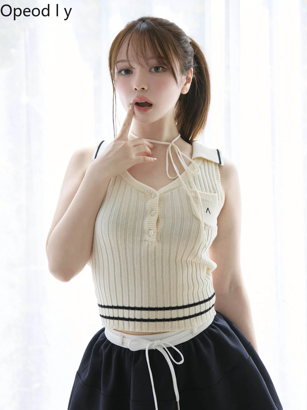 Japanese Sweet Lapel Twist V-n - Suspender Tank Top avaliação e preço