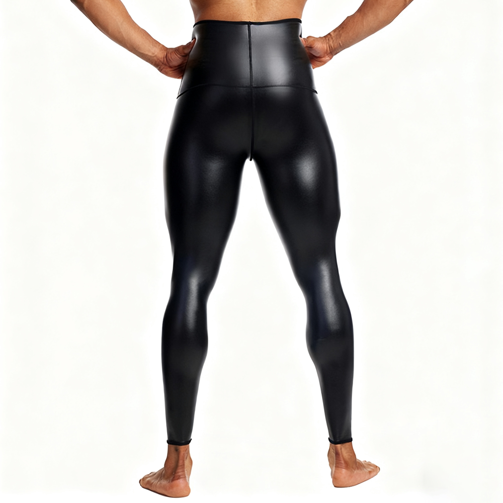 Sexy Men PU Leather Long Pants - Compression Long Pant avaliação e preço