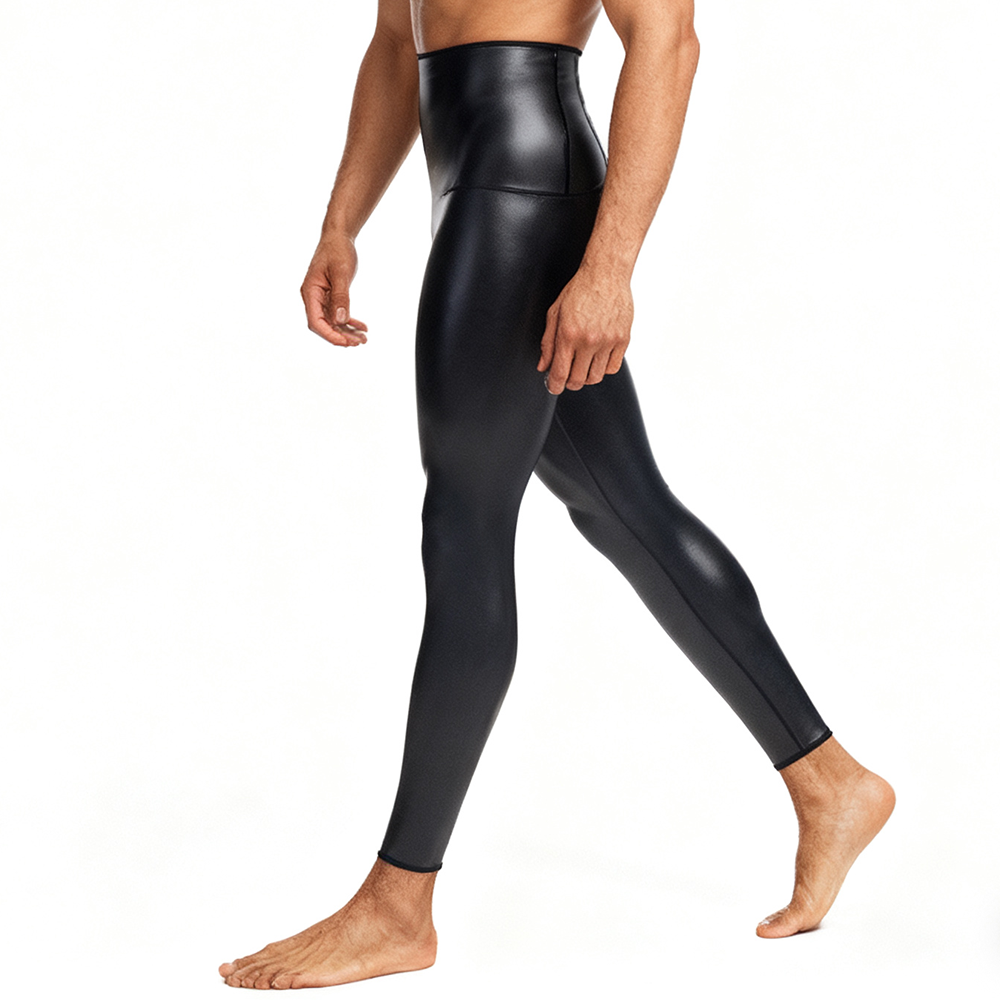 Sexy Men PU Leather Long Pants - Compression Long Pant avaliação e preço