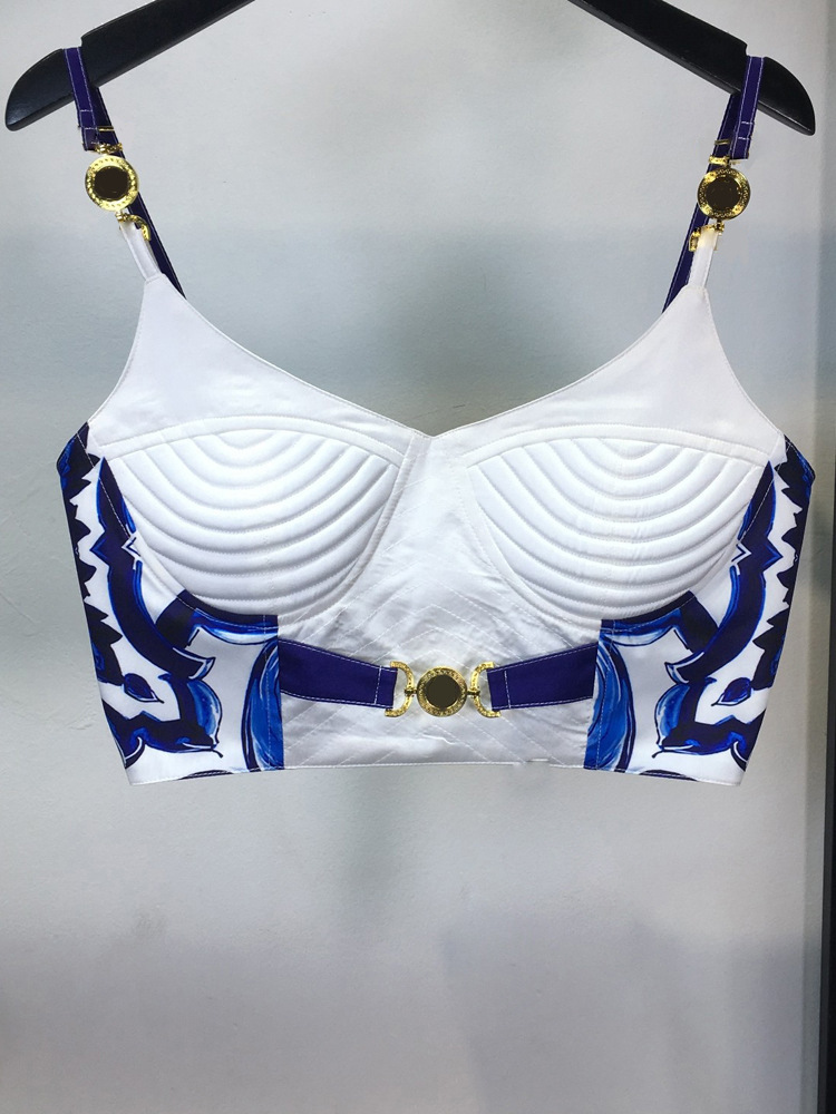 Summer Bohemain Blue And White - Suspender Tank Top avaliação e preço