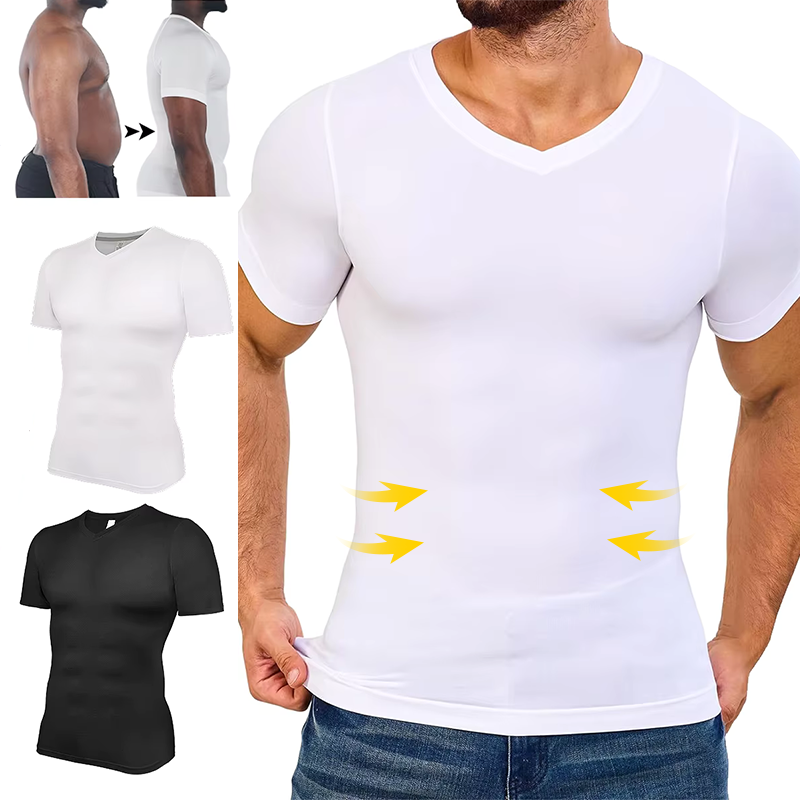 Men V Neck Compression Shirts  - Undershirt Crew Neck avaliação e preço