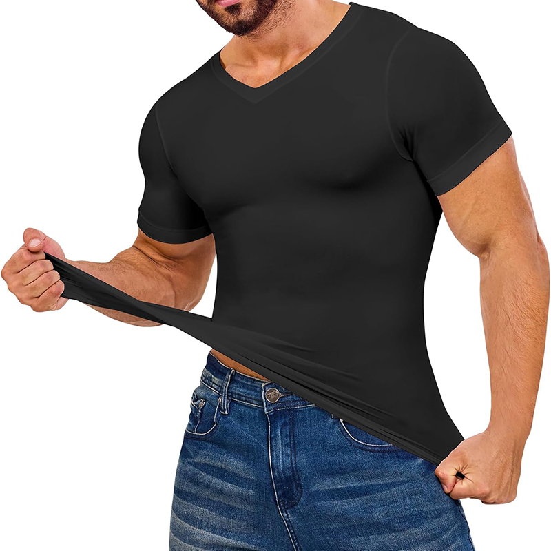 Men V Neck Compression Shirts  - Undershirt Crew Neck avaliação e preço