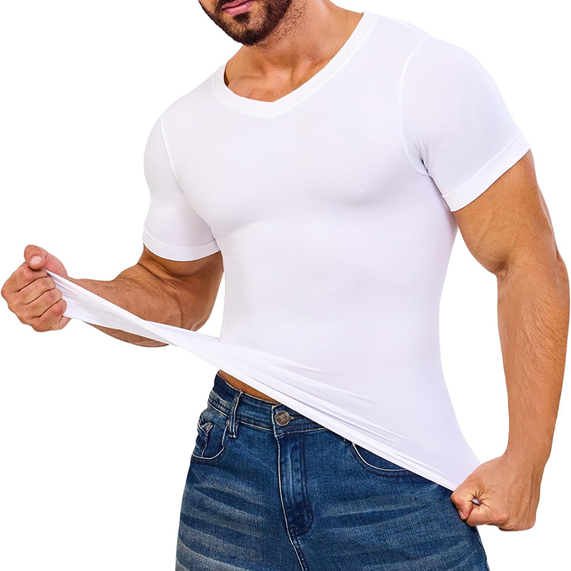 Men V Neck Compression Shirts  - Undershirt Crew Neck avaliação e preço