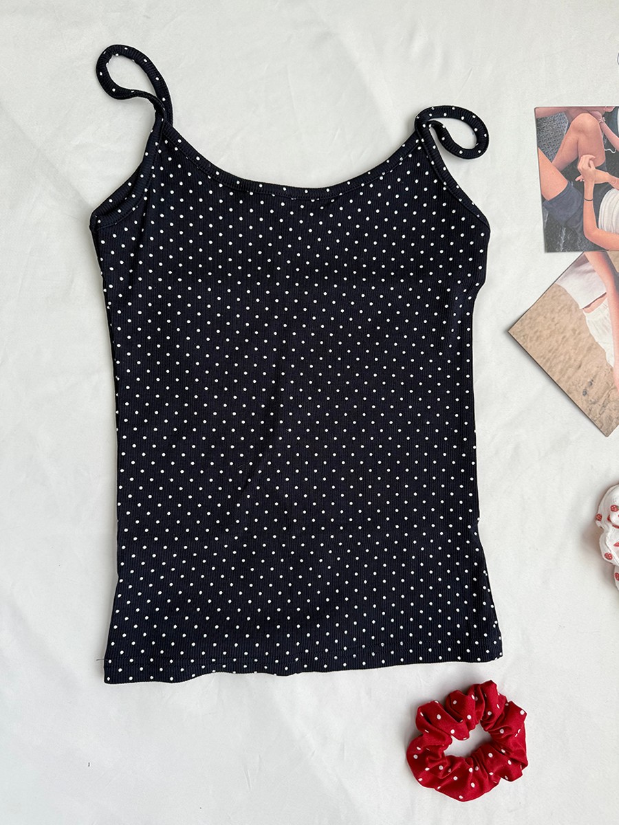 Navy Dot Ribbed Shorts Sets Wo - Tank Top Ribbed avaliação e preço
