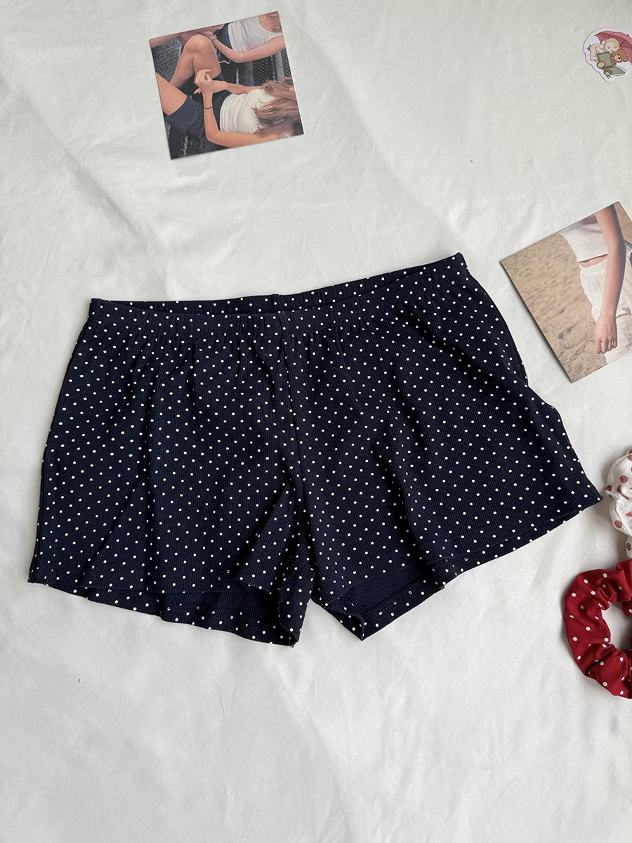 Navy Dot Ribbed Shorts Sets Wo - Tank Top Ribbed avaliação e preço