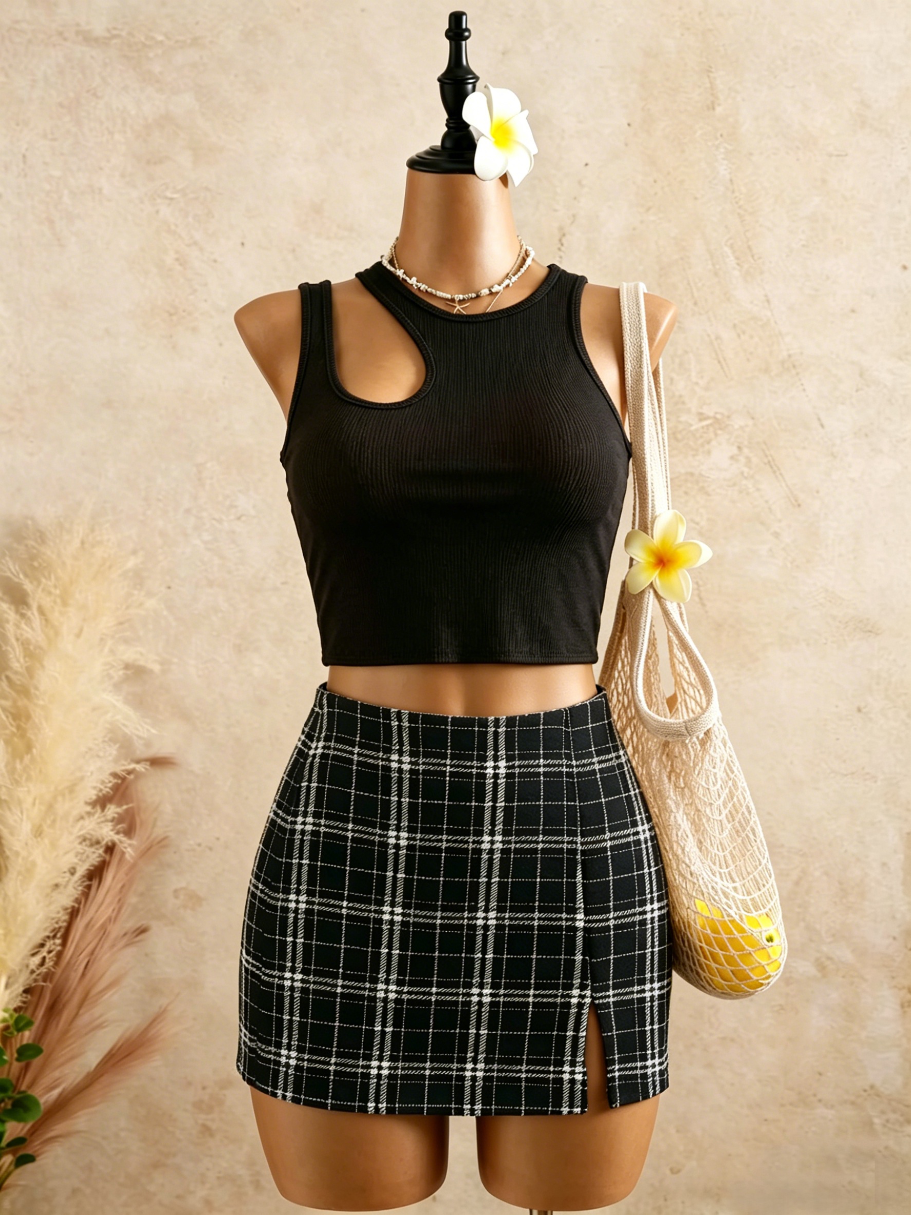 2 Piece Outfits Women Cutout R - Tank Top Ribbed avaliação e preço