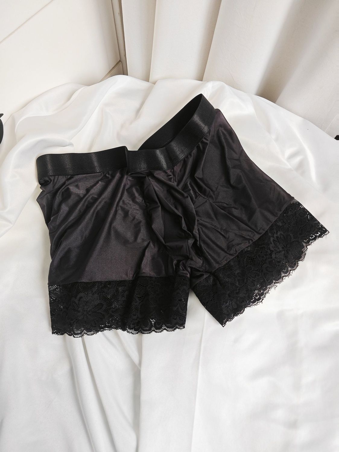 Sexy Man's Glossy Lace Hem Sho - Pouch Boxer Pouch avaliação e preço